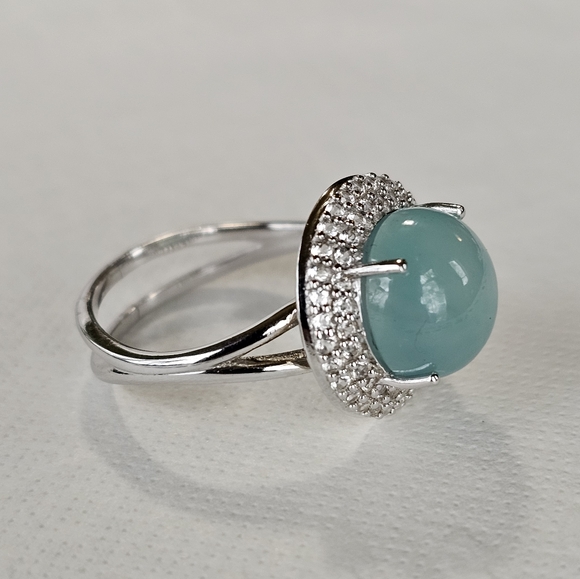 Genuine Certified Aquaprase & White Topaz Ring Size 9. NEW - Picture 3 of 4